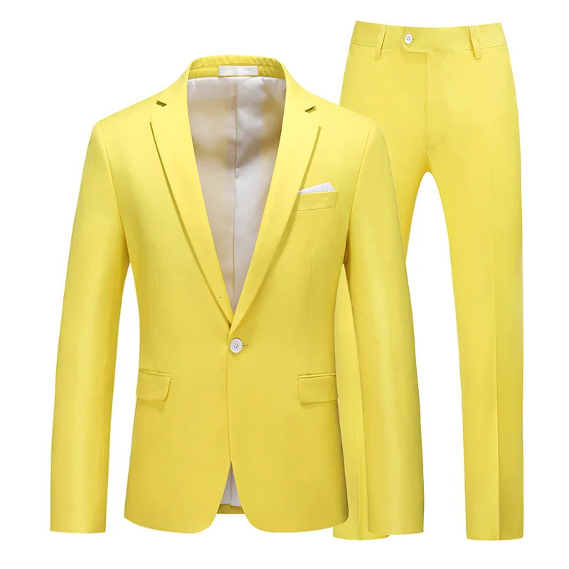 Mens Suit Jacket with Pant Slim Fit Formal Clothing Business Work Wedding Tuxedo Set Blazer Trousers White Pink Red Suits Man 260313