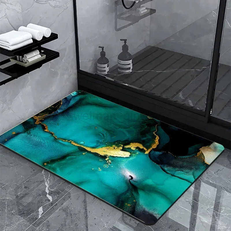 Ink Wash Painting Diatom Mud Entrance Door Mat Antislip Hallway Home Outdoor Kitchen Rug Bathroom Porch Floor Carpet Decorate H260316