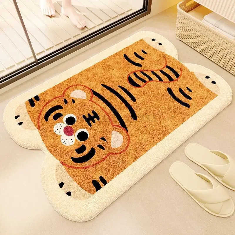 VIKAMA Cute Animal Short Plush Bathroom Carpet Absorbent Non slip Foot Mat Cute Floor Mat at the Door of the Bathroom H260316