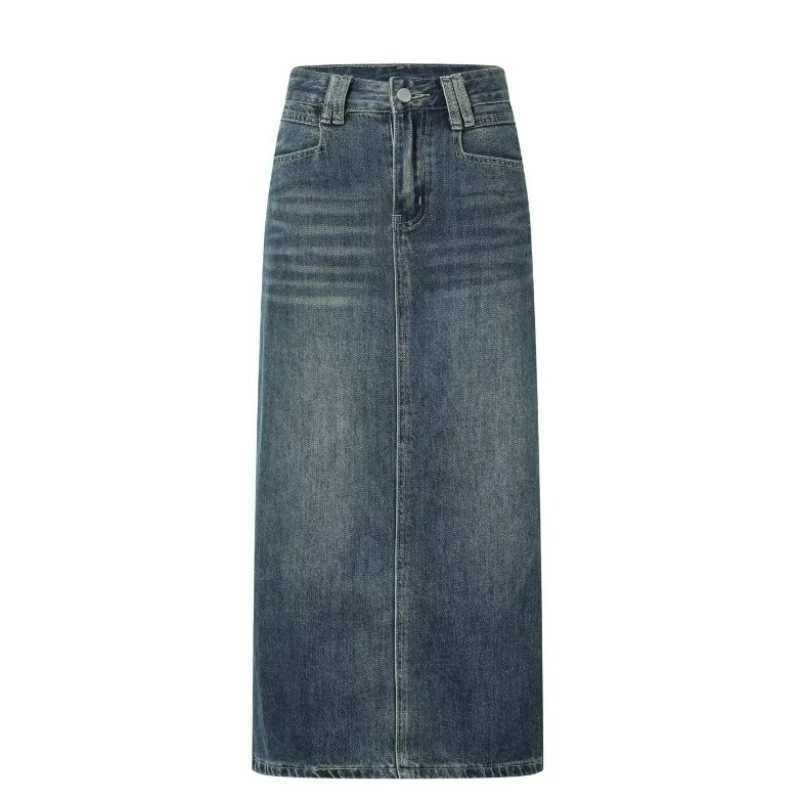 Vintage A Line Jean Skirt Fashion New WomenS Denim Long Skirts Women Y2K Aesthetic Fairycore Midi Skirt Harajuku Casual Korean M260316