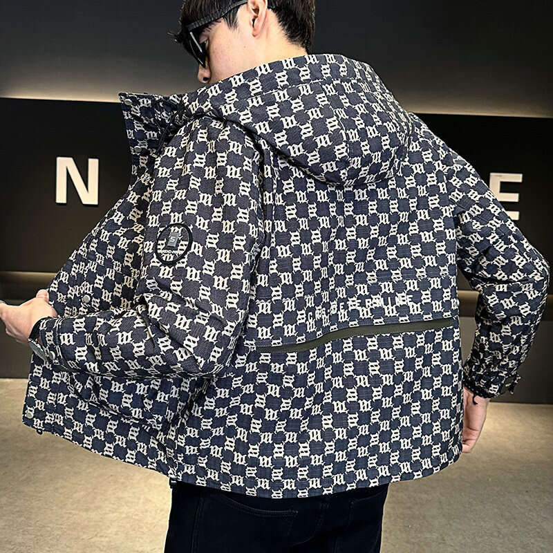 Trendy Brand 2026 Spring New Men's Slightly Loose Letter-Printed Hooded Jacket High-End Printed Casual Coat Luanyun