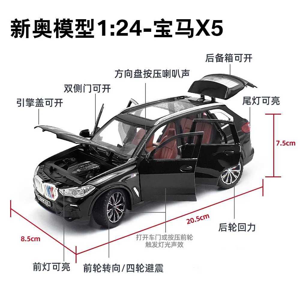 124 BMW X5 SUV Alloy Car Diecasts Toy Vehicles Car Model Sound and light Pull back Car Toys For Kids Gifts Y260316