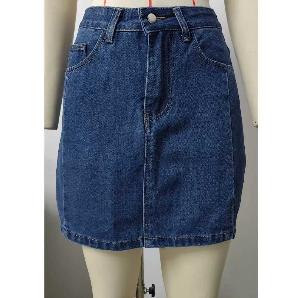 Women Summer Denim Skirts Solid Color Straight Jeans Mini Skirt M260316