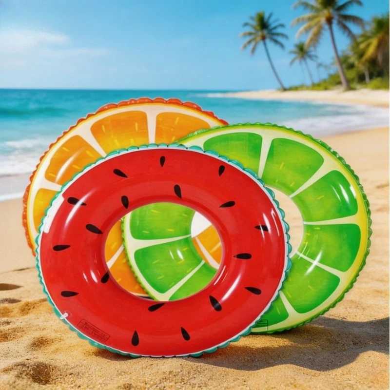 Fun Fruit-Shaped Swimming Ring for Adults - Vibrant Summer Pool Beach Float Durable PVC Perfect for Photos Pool Parties M260316