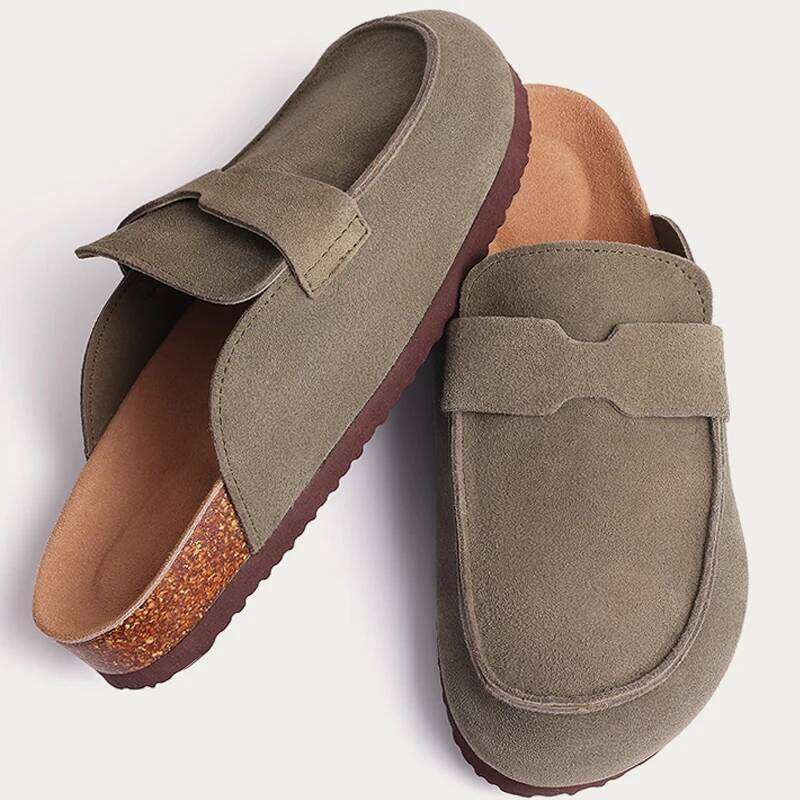 2026 Pallene For Women New Unisex Classic Cork womens slippers Sandals Fashion Cow Suede Clogs Mules Men Outdoor Beach Slippers