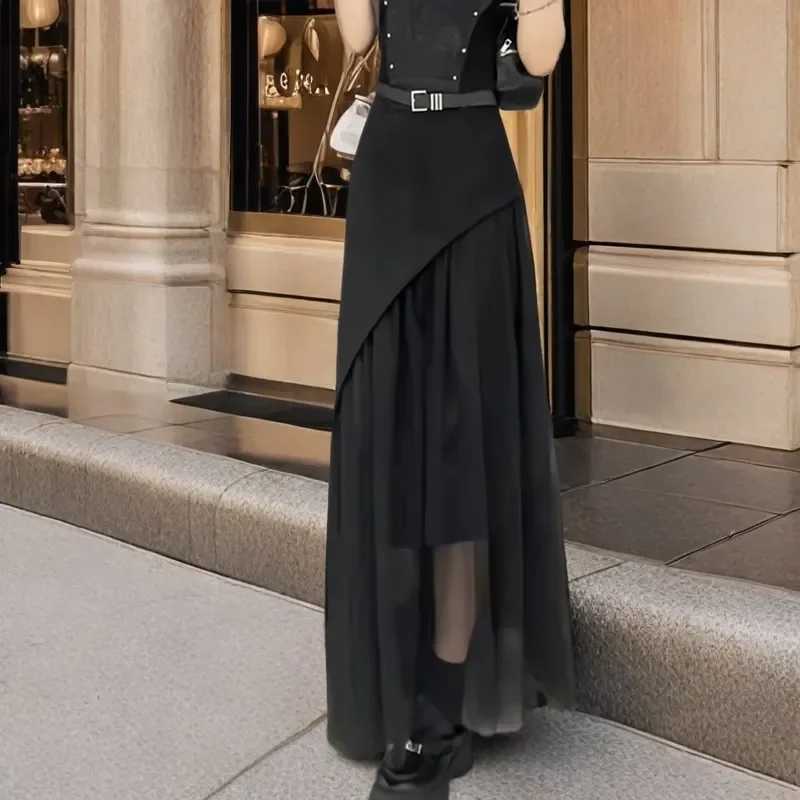 French Style Spring Summer Splicing Temperament Skirt Fashion High Waist New Style M260316