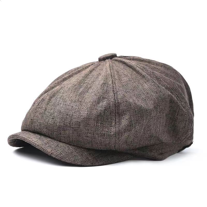 Mens Octagonal Hat Spring Summer Thin Linen Breathable Baseball Cap Mens Casual Beret Painter Hat T200715
