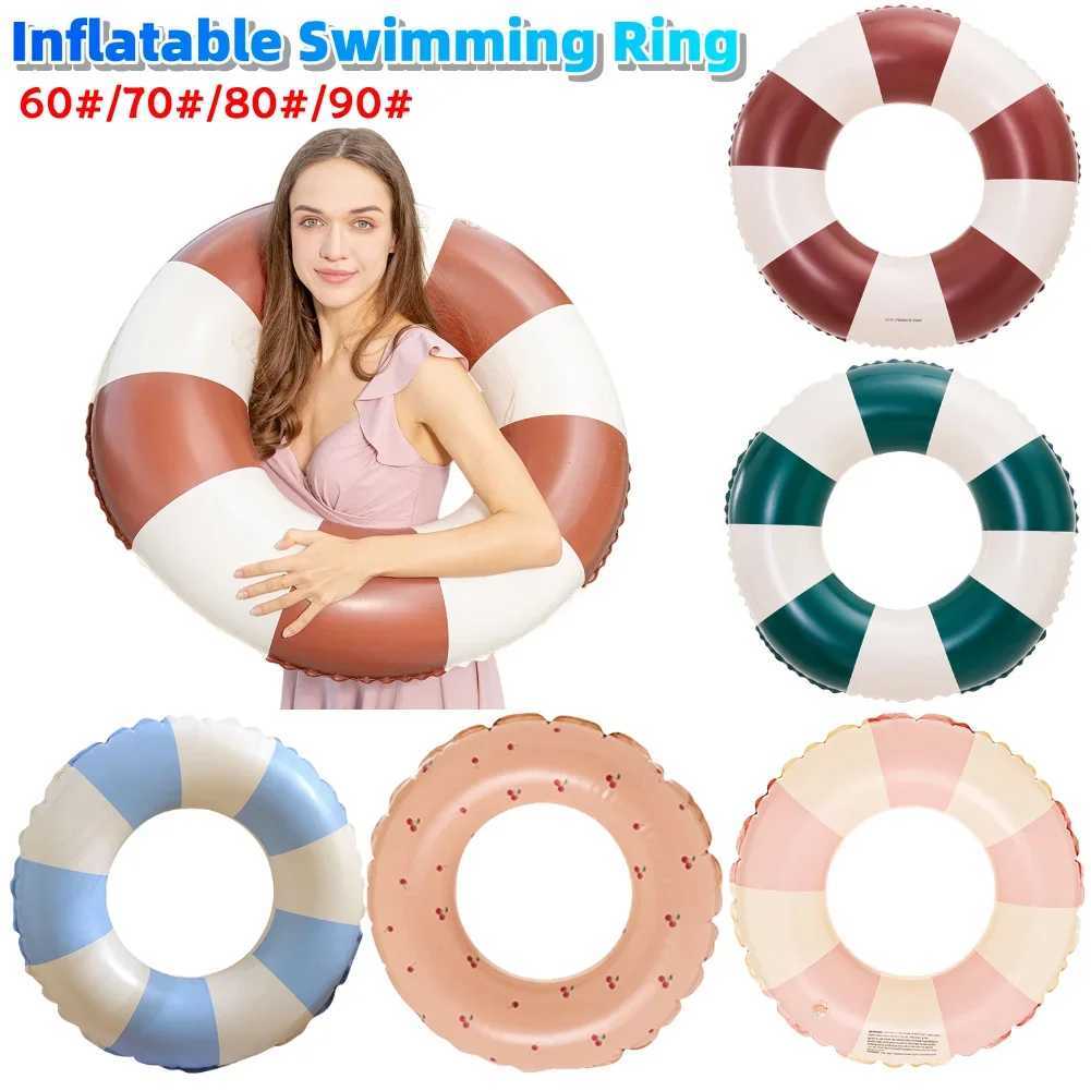 Classic Striped Swimming Ring Swimming Circle Pool Floaties Beach Swimming Party for Kids Youth Adults M260316