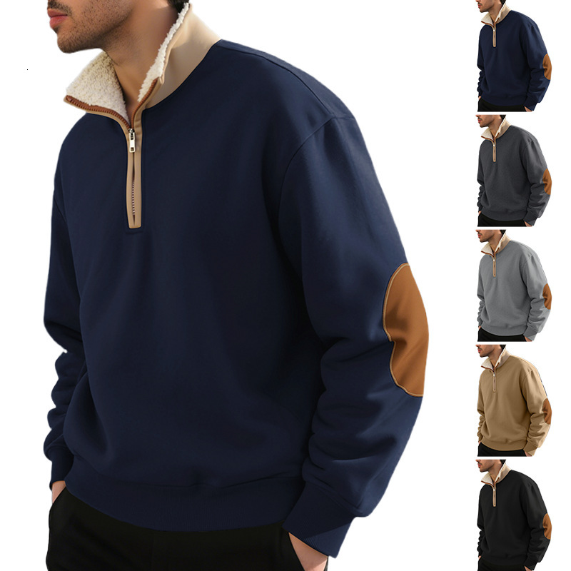 European And American New Swea Retro Stand Collar Halfzip Men's Long Sleeve Polo Designer Designer T-shirt Hoodie Casual Sports Swea