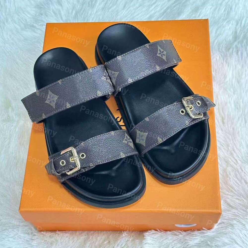 Designer Slipper Leather sandal Casual Shoe summer beach gladiator Muleshasp New womans Flat sandles Heels Slide luxury Designer Sliderssandale
