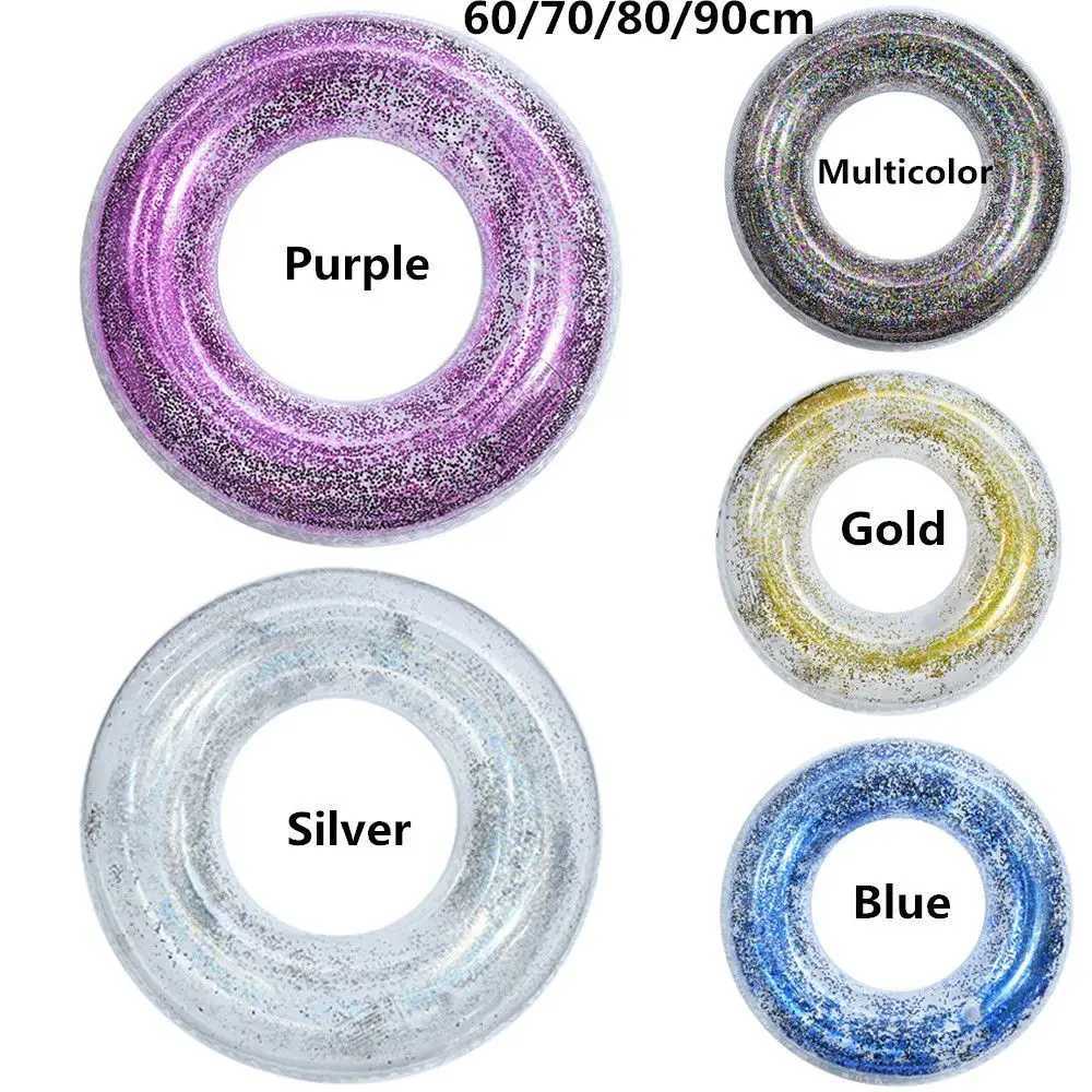 Adult Children Glitter Inflatable Transparent Pool Toys Swimming Ring Swimming Pool Safety Float Circle M260316