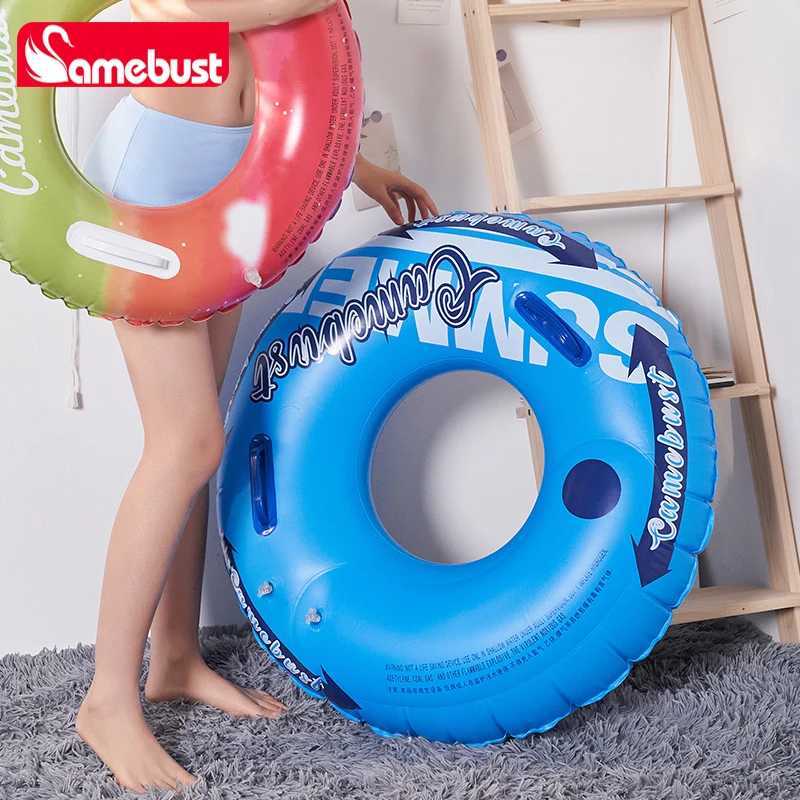 Camebust Double Valves Swim Ring Inflatable Float Tube Water Play Toys for adult kids Blue and Yellow Color 43in M260316