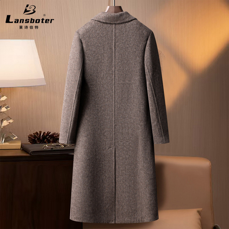 Mens Woolen Wool Coat Blazer Casual Fashion Coat Autumn and Winter Warm Double Breasted Long Style Costume Mens Clothing 240914