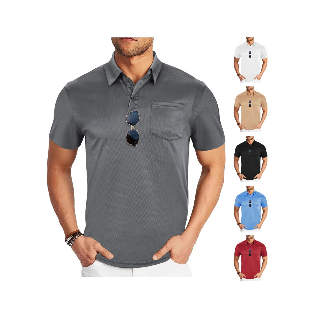 Designer T-shirt European And American Men's Fashion Summer Sports Casual Polo Breathable Designer Hoodie Mesh Button Collar Solid Color Men's Shirt