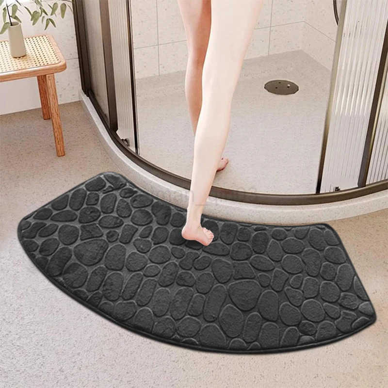 3D Non Slip Bathroom Velvet Mat Cobblestone Embossed Bath Mat Absorbent Doormat Carpet Door Floor Mat Machine Wash Dry Quickly H260316