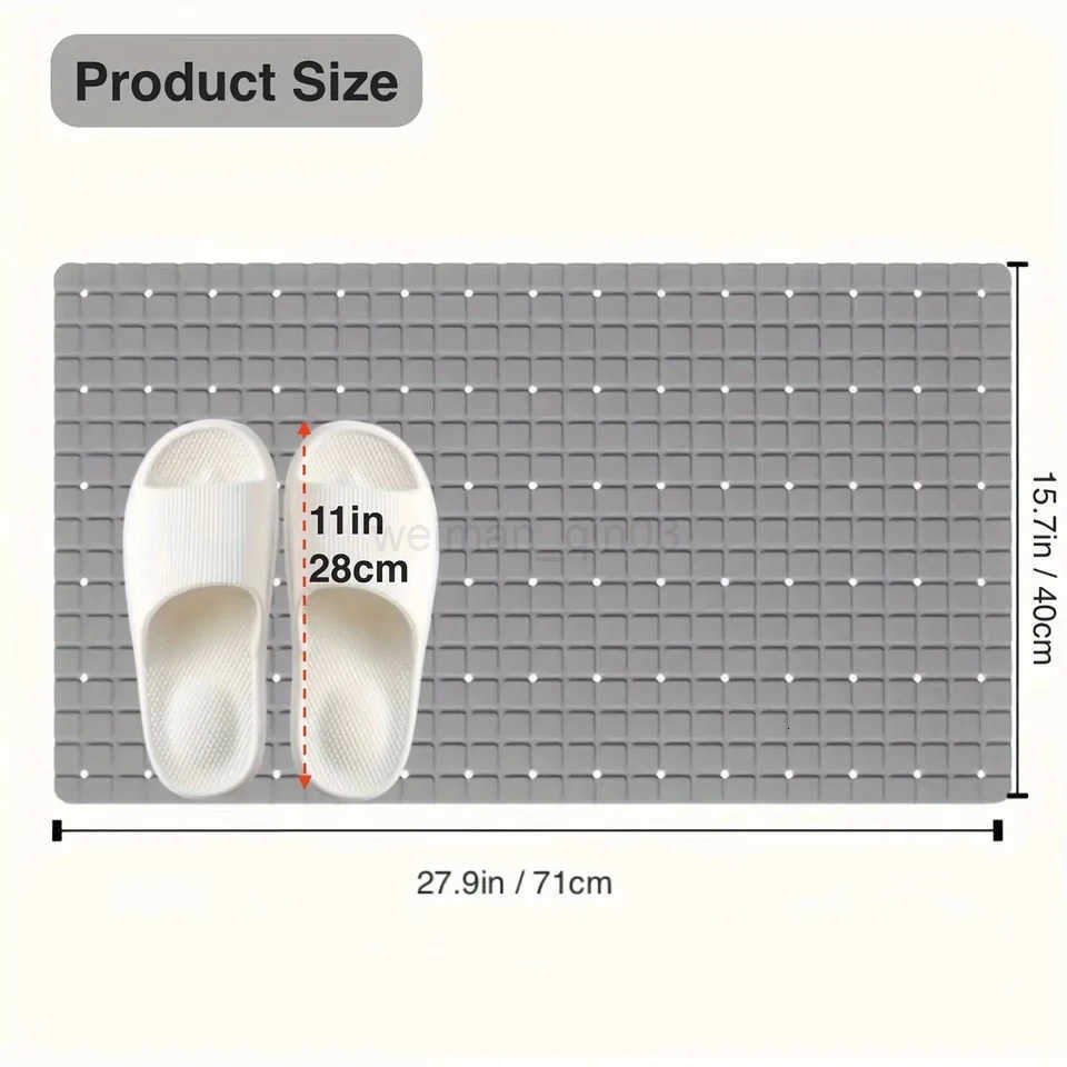 Premium PVC Bath Mat 1pc Non-Slip with Suction Cups And Drain Holes 279x157inch/71x40cm Safe Shower Bathroom Mat Easy to Use H260316