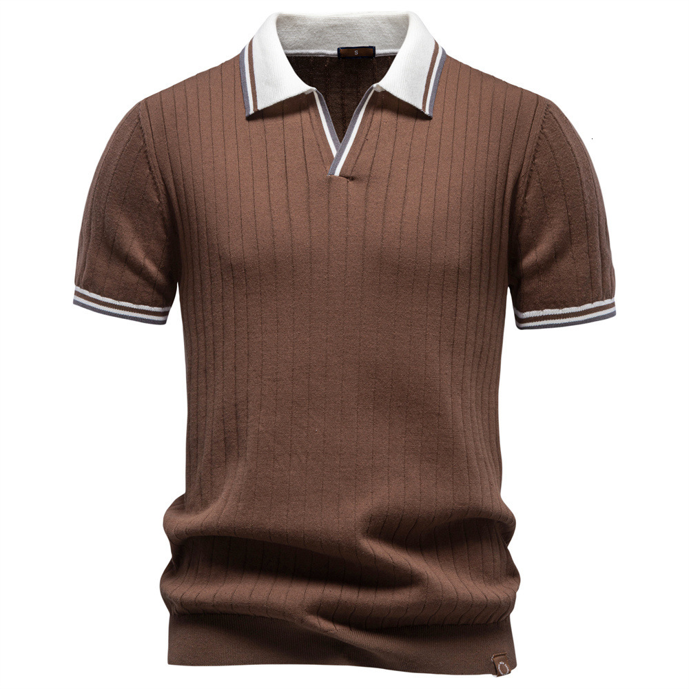 Hoodie Summer New Men's Shirt Business Casual Colorblock Polo Shirt Short Sleeve Men's Polo Knit Top
