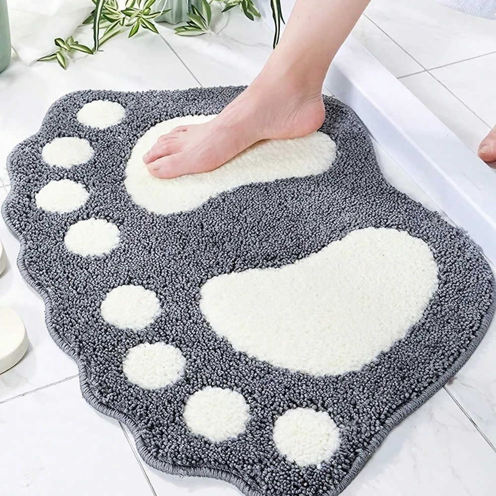 Foot Print Bath Mats Non Slip Memory Foam Bathroom Carpet Foot Shaped Rug for Toilet Floor Water Absorption Microfiber Door Mat H260316