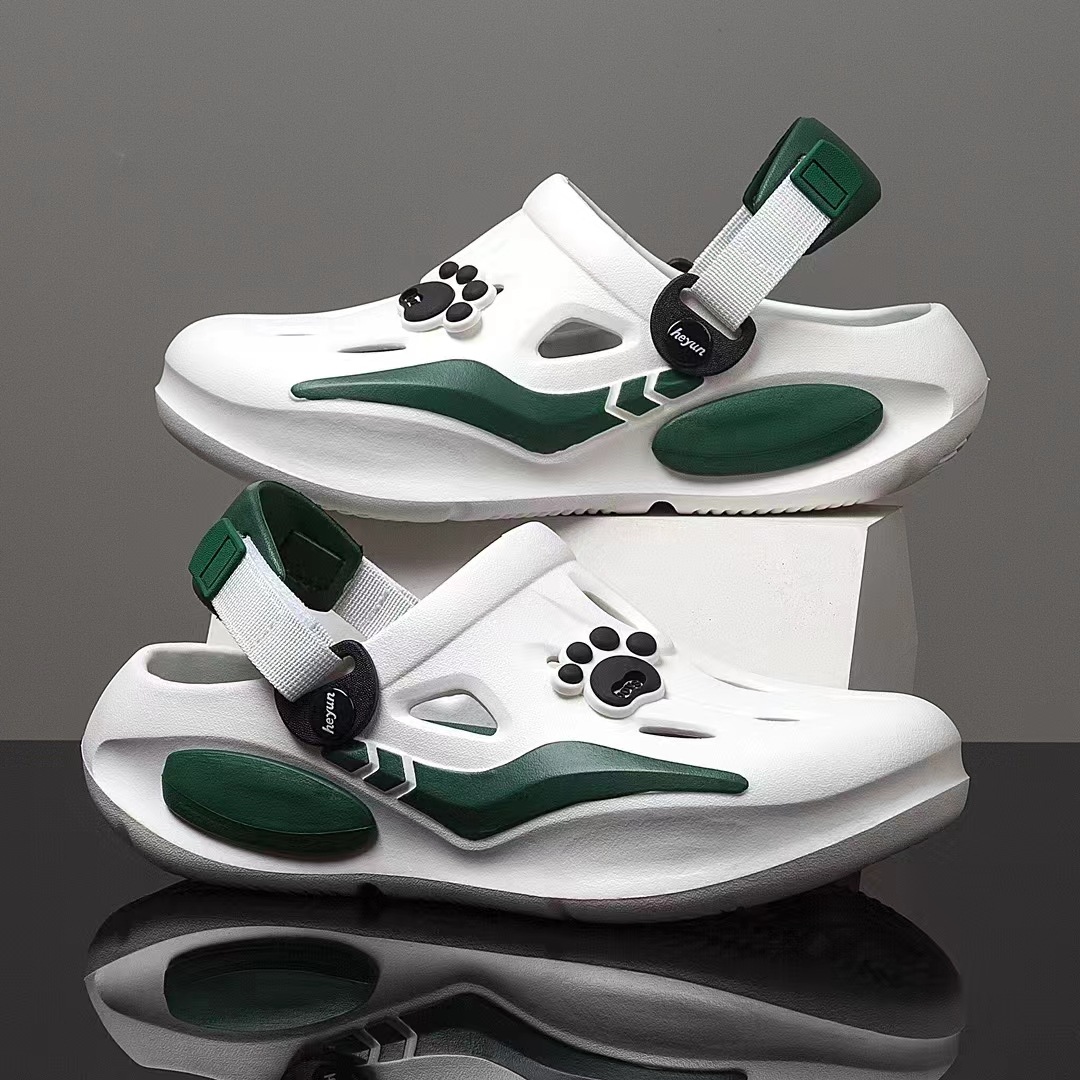 Teenagers for Men Women Chunky Sole Clogs Gray Green EVA Non-slip Outdoor Hiking Slippers Casual Sandals Beach Pool Slippers Streetwear Shoes Free shi