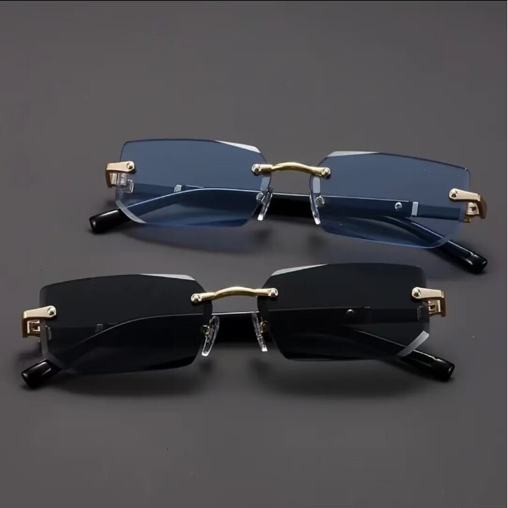 New Frameless Fashion Sunglasses Designed By European And American Designers Sharp Edged Sunglasses Personalized Jelly Colored Luxury Fashion Sunglass
