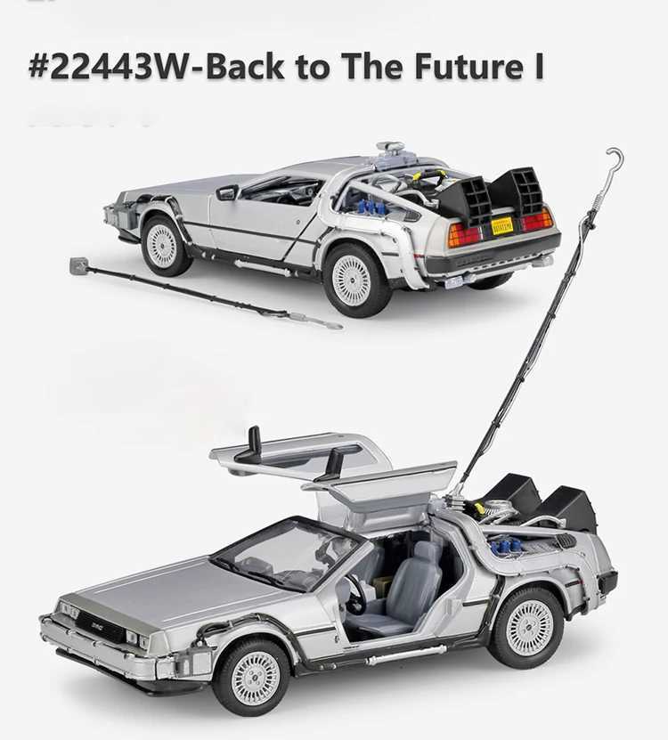 WELLY 124 Diecast Alloy Model Car DMC-12 delorean back to the future Time Machine Metal Toy Car For Kid Toy Gift Collection Y260316