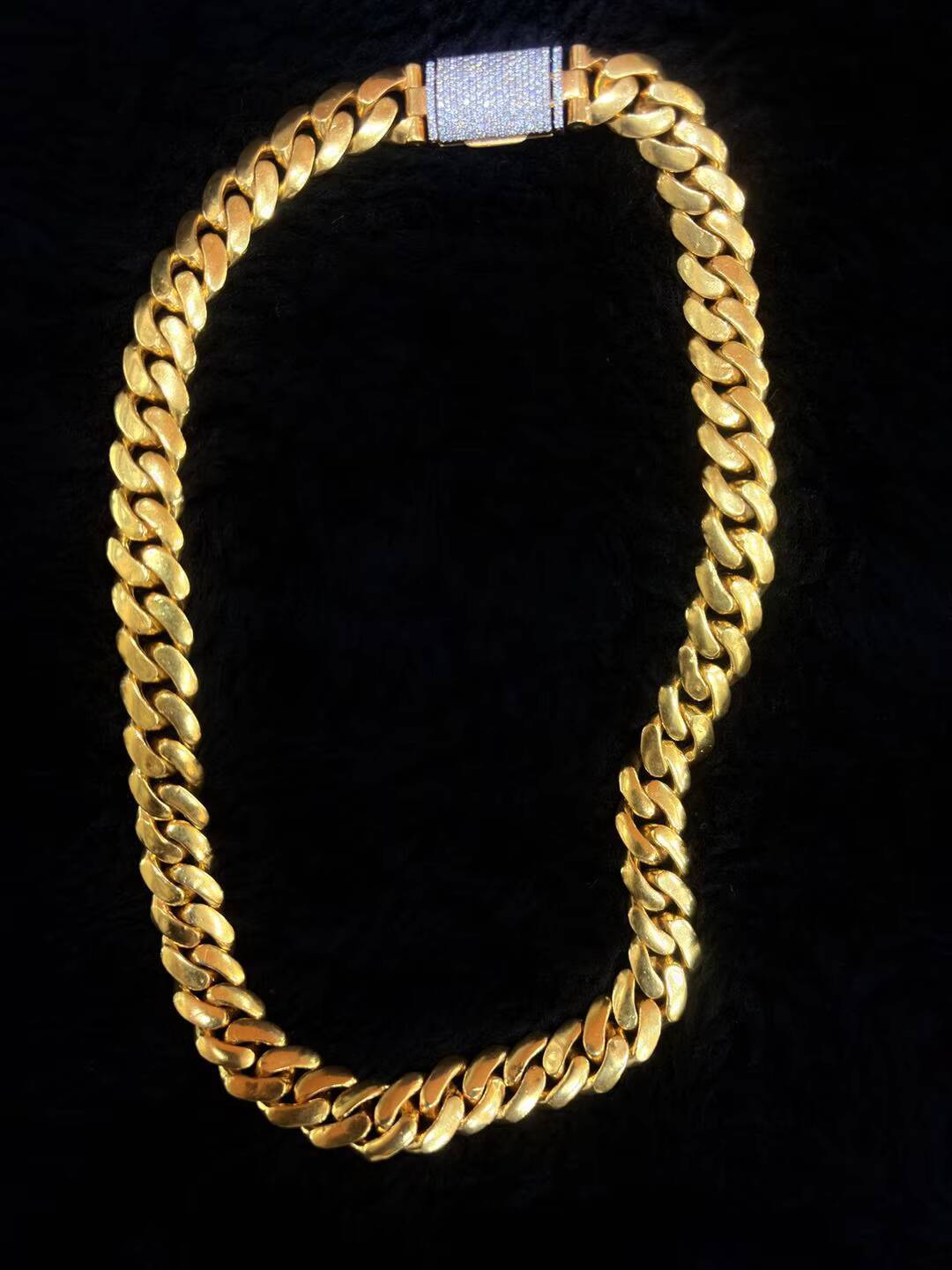 Moissanite Sterling Silver 14k Yellow Gold Plated Vintage Tishya Diamond Unisex Necklace 14mm X 28/24/22/20/18/16 Miami LINK