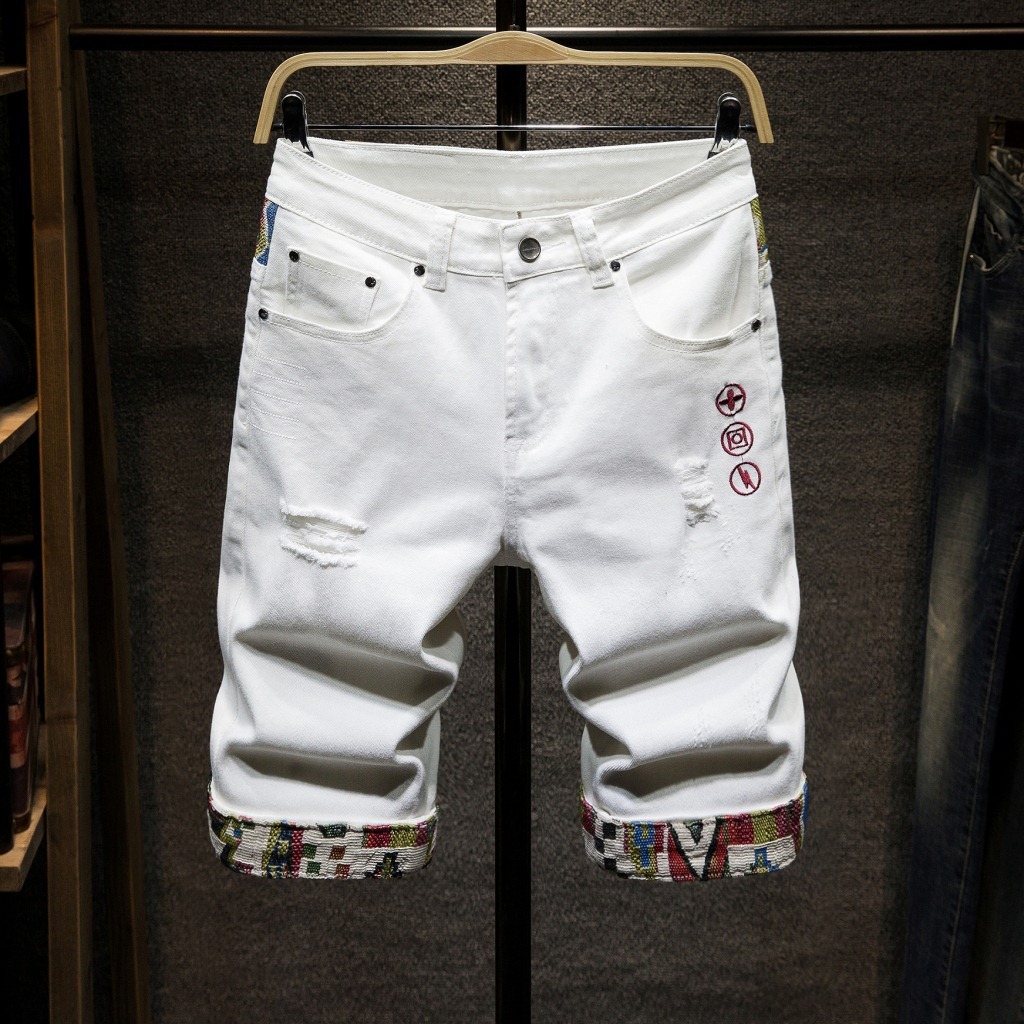 2026 Designer Short Pants Fashion Brand Loose Fit With Hole Designs Suitable For Outdoor Wear Summer Lightweight Embroidered Mid-length Pants Fashiona
