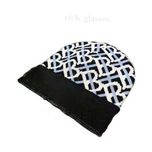 Designer Interlocking Monogram Pattern Black Acrylic Knit Beanie Beanie Warm Soft Stretchy Beanies for Men Women Winter