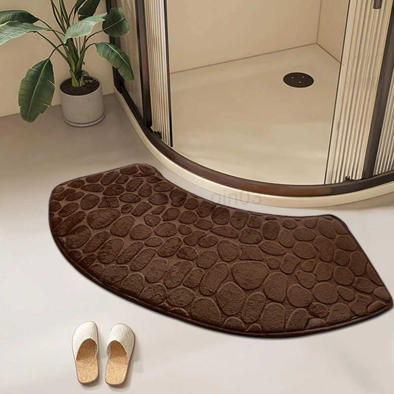 3D Non Slip Bathroom Velvet Mat Cobblestone Embossed Bath Mat Absorbent Doormat Carpet Door Floor Mat Machine Wash Dry Quickly H260316