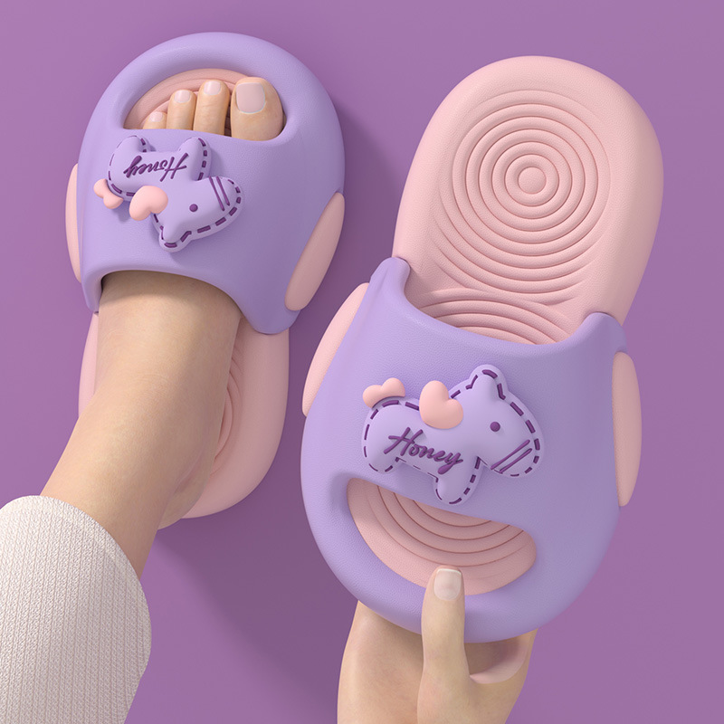 Kids Girls Unisex Cartoon Bear Slides Lightweight Waterproof Non-slip Men Women Summer Beach Pool Slippers Summer Indoor House Shoes