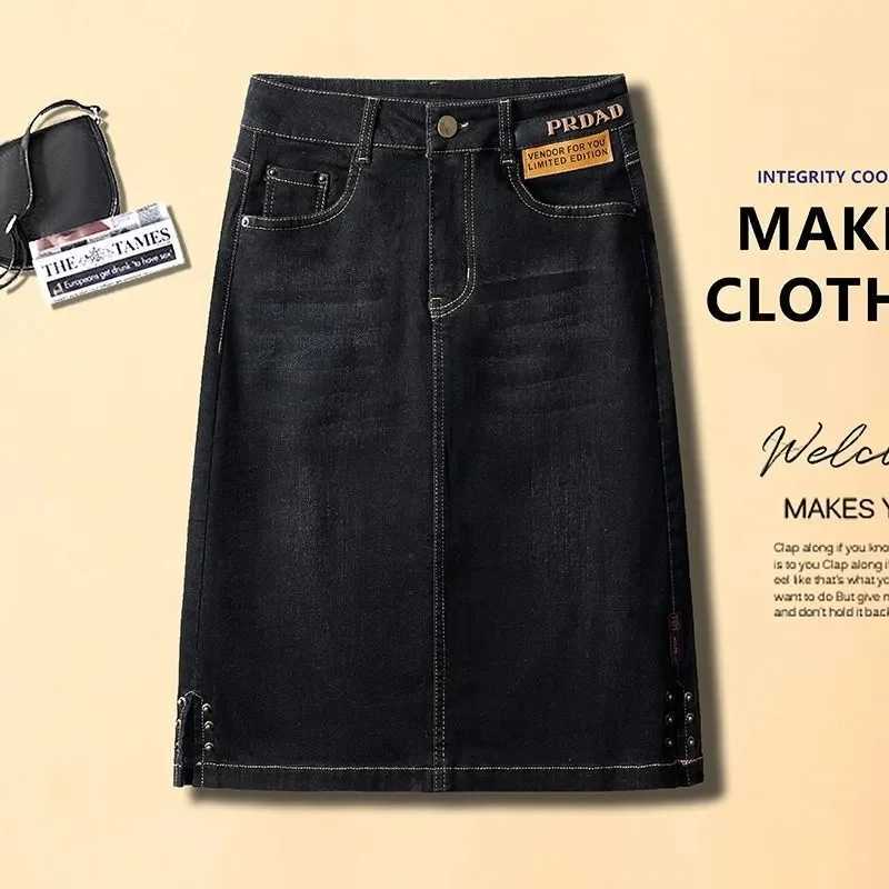 Womens Denim Skirts Spring Summer High-waisted Jeans Skirts Streetwear Female Sexy Sheath Skirts Fashion Split Retro Skirts M260316
