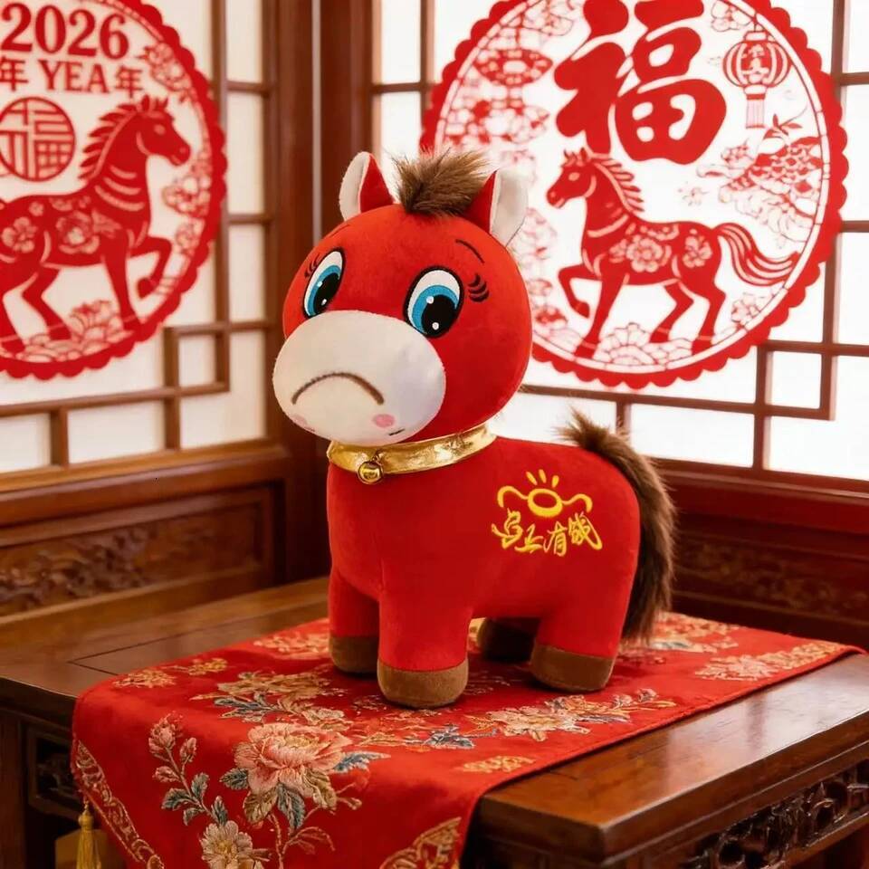 2026NEW HOT Crying & Happy Horse Plush Set - Zodiac Year Mascot, Office Desk Decor Emo Emotional Support Stuffed Animal Toy Pair