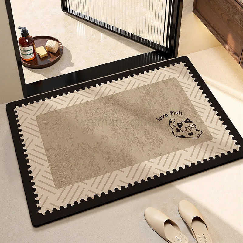 VIKAMA Cartoon High-end Bathroom Floor Mat Water Absorbing Sink Toilet Door Anti Slip and Dirt Resistant Foot Mat Home Decor H260316