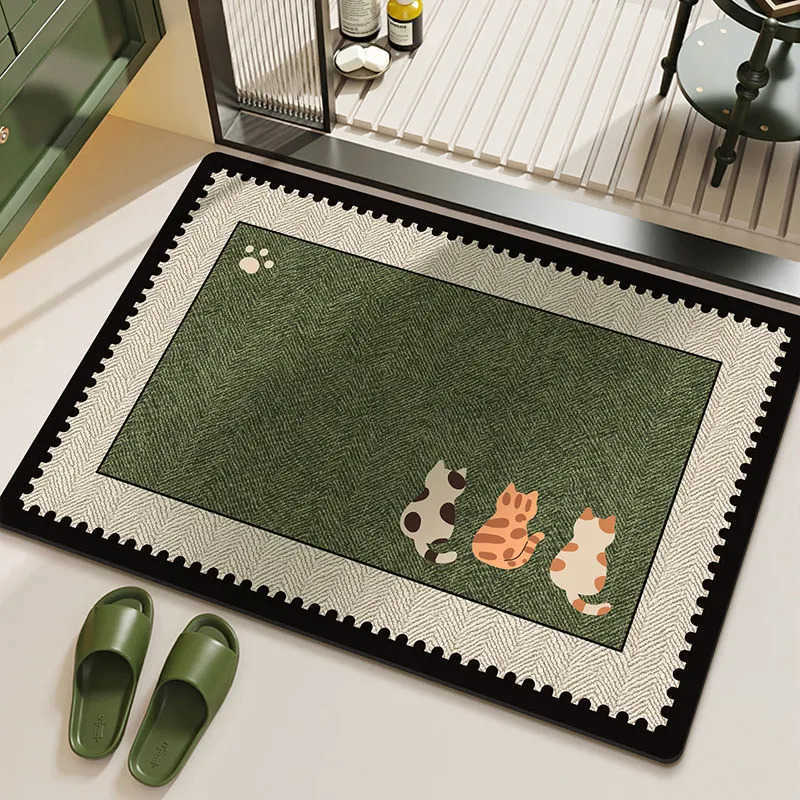 VIKAMA Minimalist Ins Style Marble Anti Slip Bath Mat Bathroom Shower Room Water Absorption Quick Drying Carpet Bathroom Decor H260316