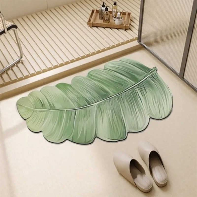 VIKAMA Ins Fresh Green Anti Slip Water Absorbing Quick Drying Bath Mat Shower Room Bath Rug Bathroom Carpet Home Decoration H260316