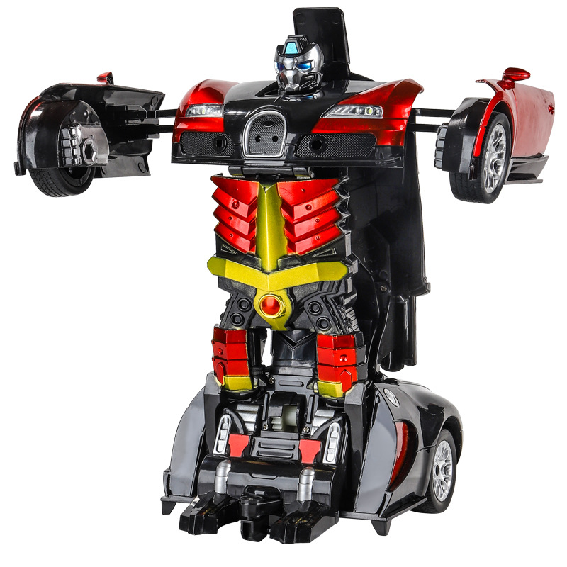 Kids Electric One-Key Deformation RC Car Robot Toy Sports Car