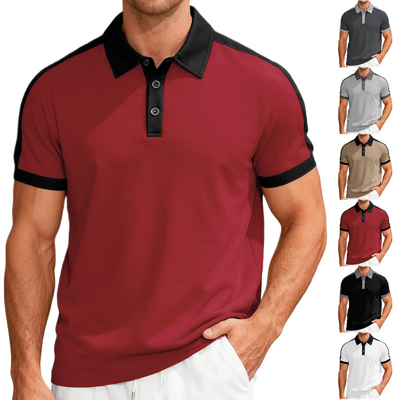 Designer T-shirt European And American Summer Casual Sports Loose Colorblock Polo Pearl Cotton Small Twill Men's Short Sleeve Collar Designer Hoodie Polo Shirt