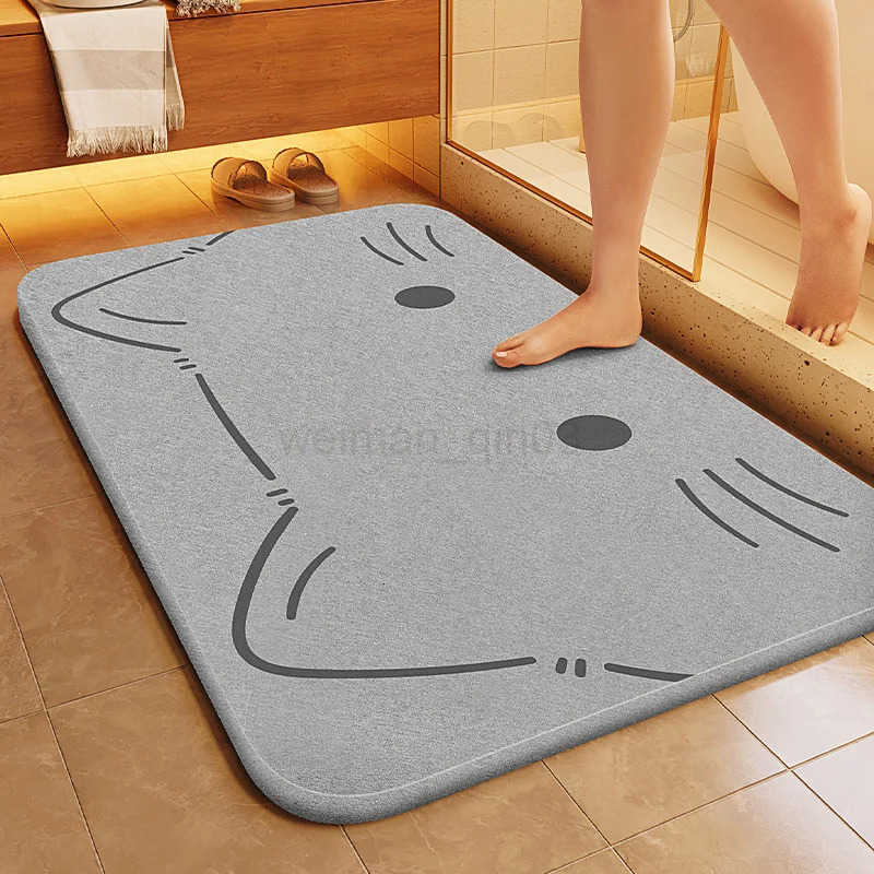 VIKAMA Cute Cat Bathroom Carpet Absorbent Anti slip Quick drying Foot Mat Toilet Door Entry Simple Floor Mat H260316