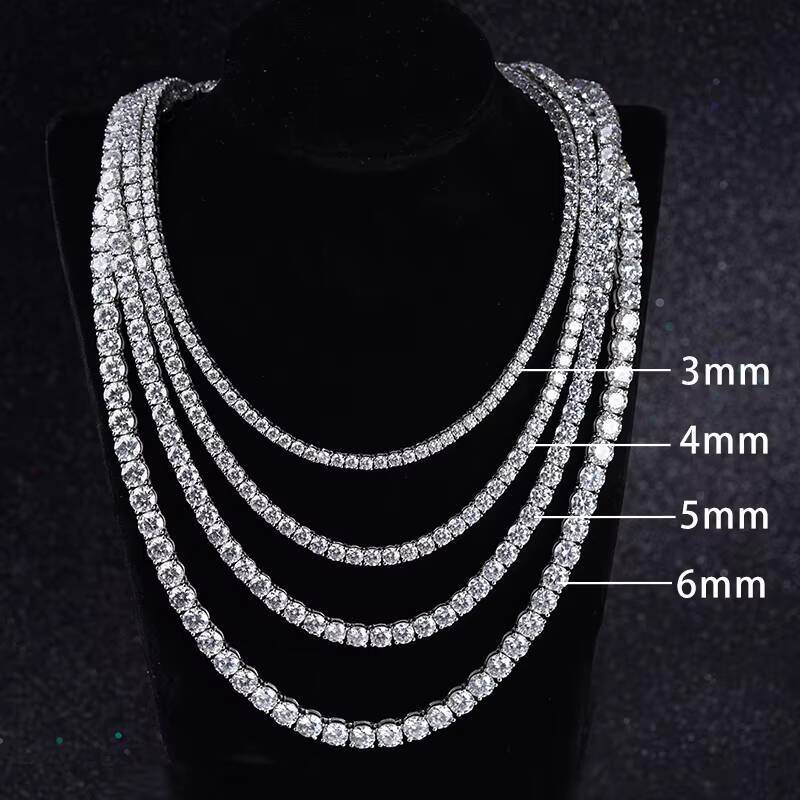 Starsgem Moissanite Diamond Setting Very Shining 3mm 4mm 5mm 6mm Moissanite Tennis Necklace for Gift