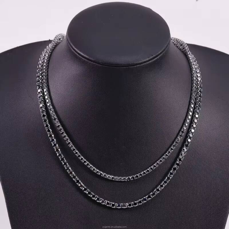 Factory Price Black Moissanite Tennis Chain Jewelry 925 Sterling Silver 2mm-65mm VVS Black Mossanite Tennis Chain/Bracelet