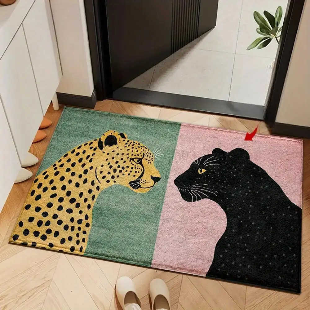 VIKAMA leopard print bathroom blanket anti slip machine washable bathroom anti slip mat bathtub edge decorative carpet H260316