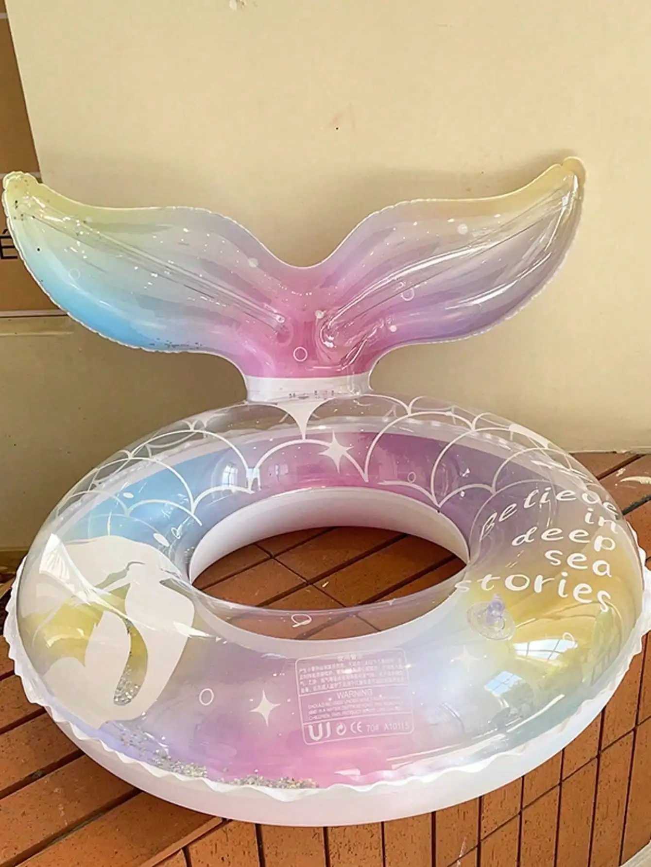 1Pcs Mermaid Underarm Swimming Ring Transparent Thickened Glitter Buoyancy Swimming Ring M260316