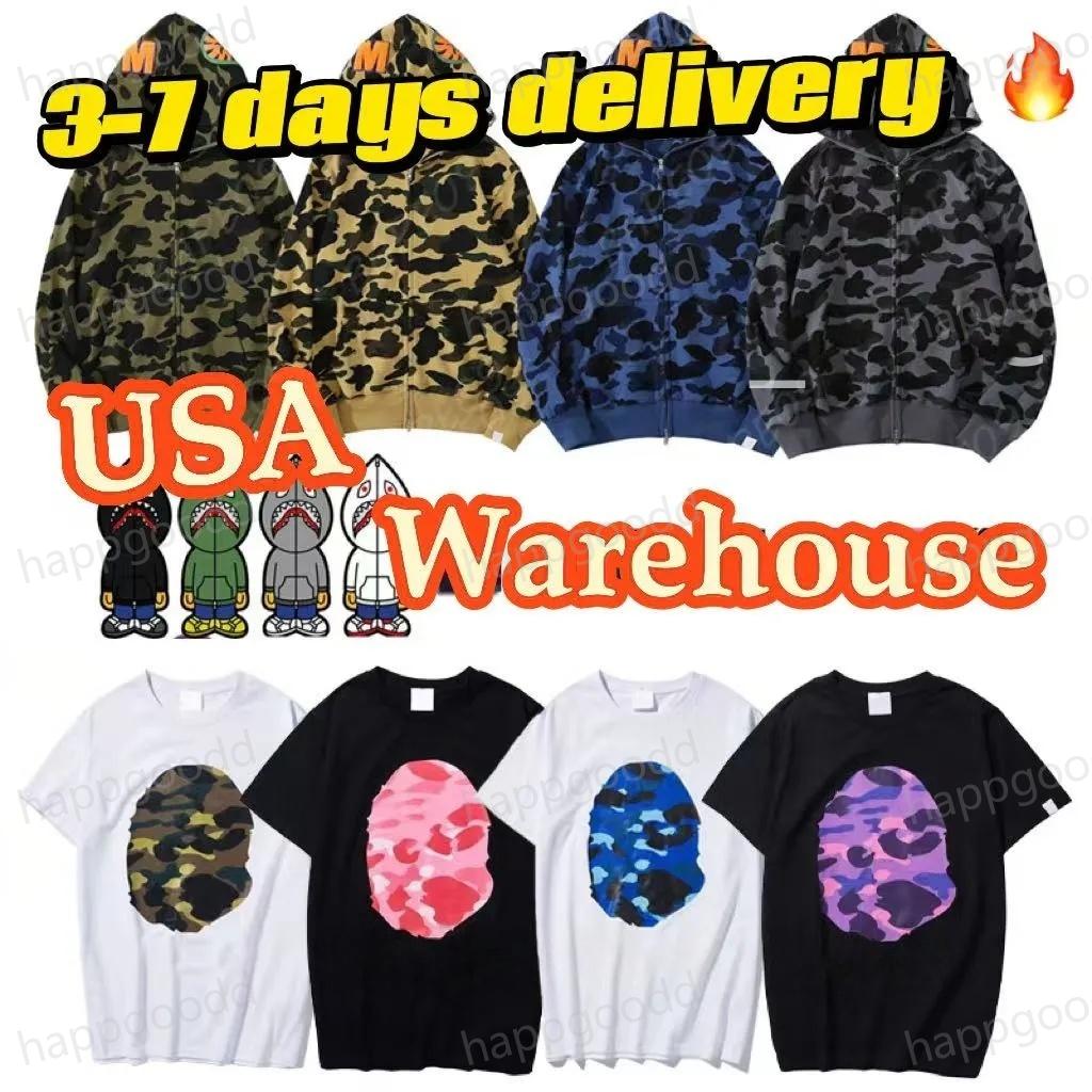 Designer shark Hoodies Jacket Full Zip Up Jackets Men shark tshirt Women Sweetwear Camouflage Pattern Hoodie Sweatshirts For Male Colors Womens Clothing