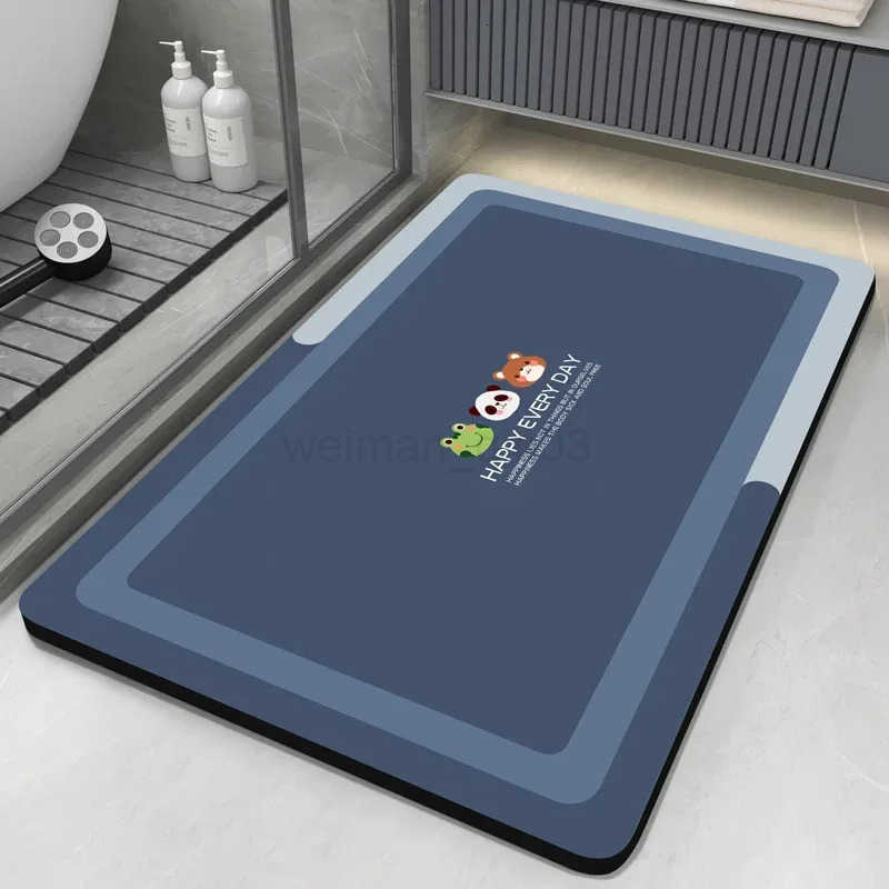 VIKAMA Bathroom Water Absorbent Mat Minimalist Gradient Blue Rug Quick-Dry Non-Slip Toilet Mat Home Decoration H260316