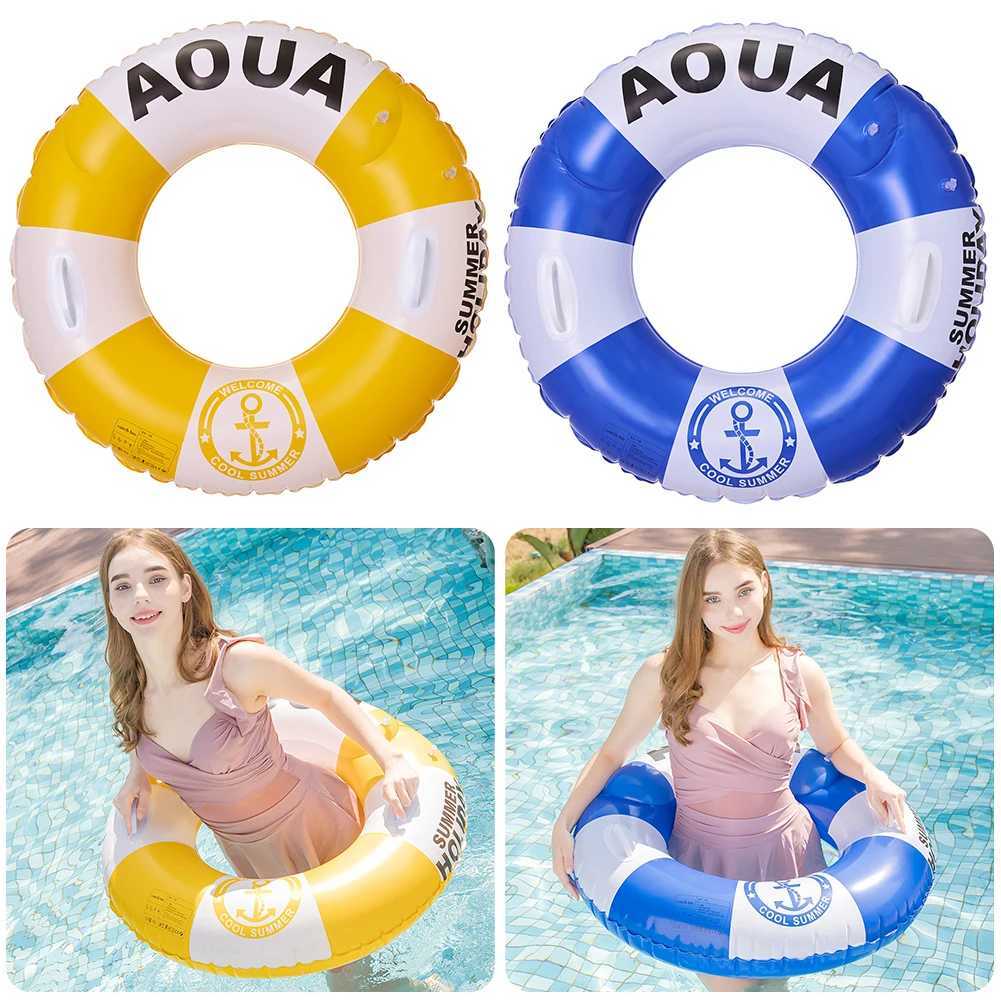 Classic Striped Pool Floaties with Handles Swim Ring Swim Tubes Rings Beach Swimming Party Toys for Kids and Adults M260316