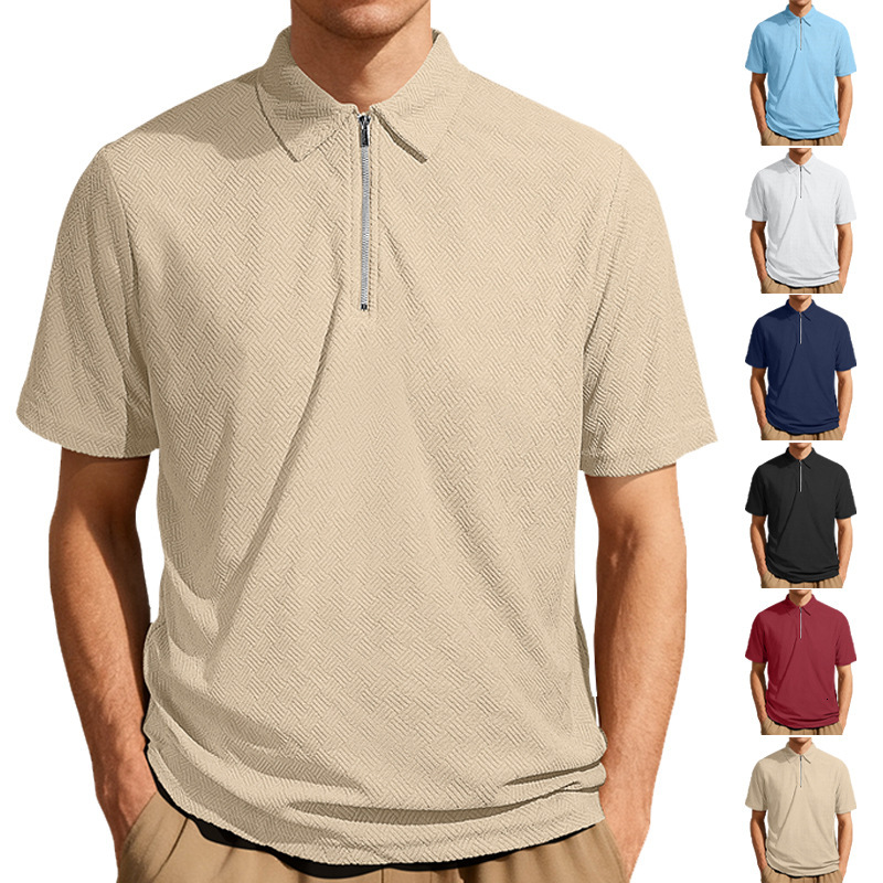 European And American Designer T-shirt Polo Designer Hoodie Men's Summer New Casual Loose Towel Jacquard Zipper Placket Short Sleeve Polo Shirt