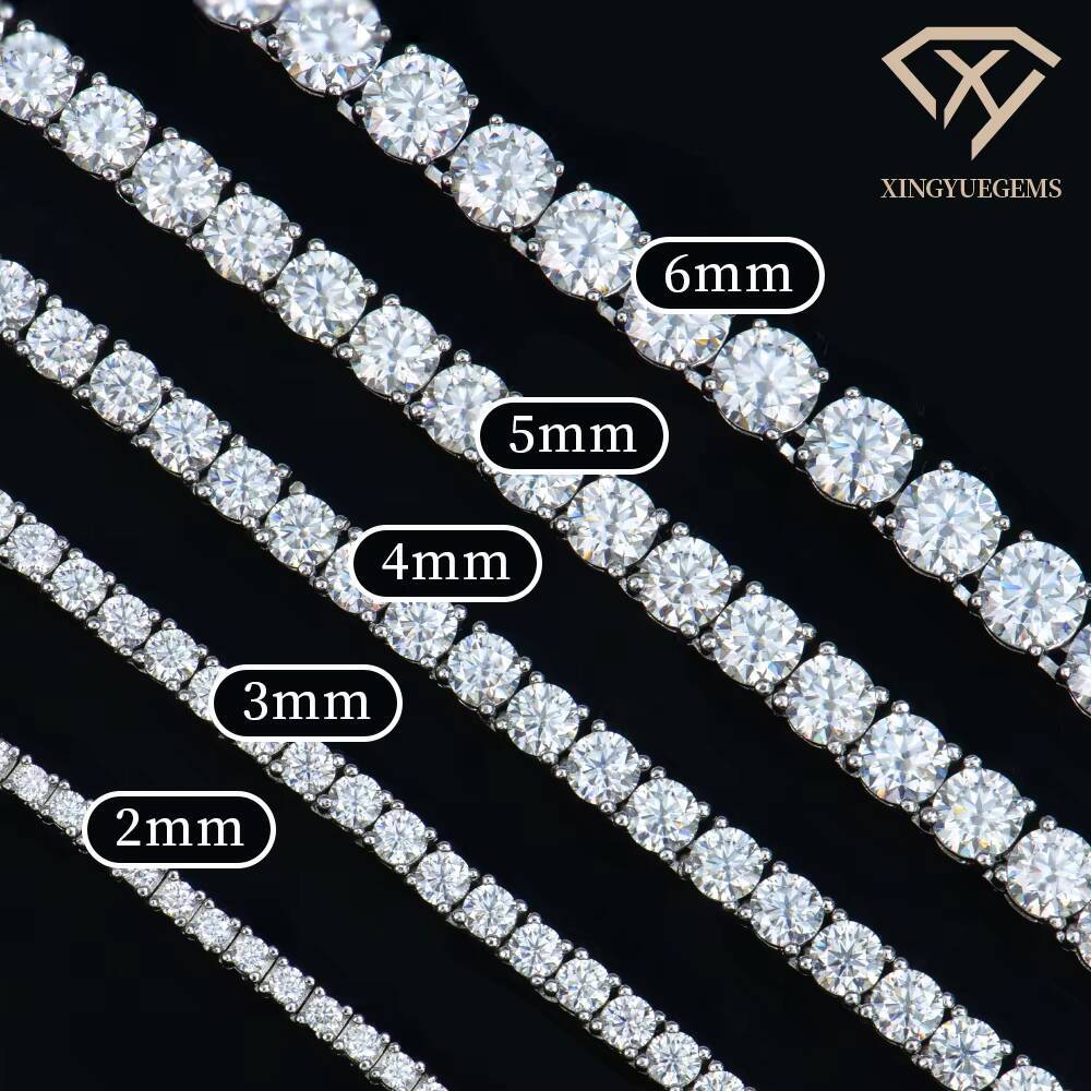 Ready to Ship Fashion 925 Silver Iced Moissanite Tennis Necklace and Bracelet 2mm-65mm Sizes Available