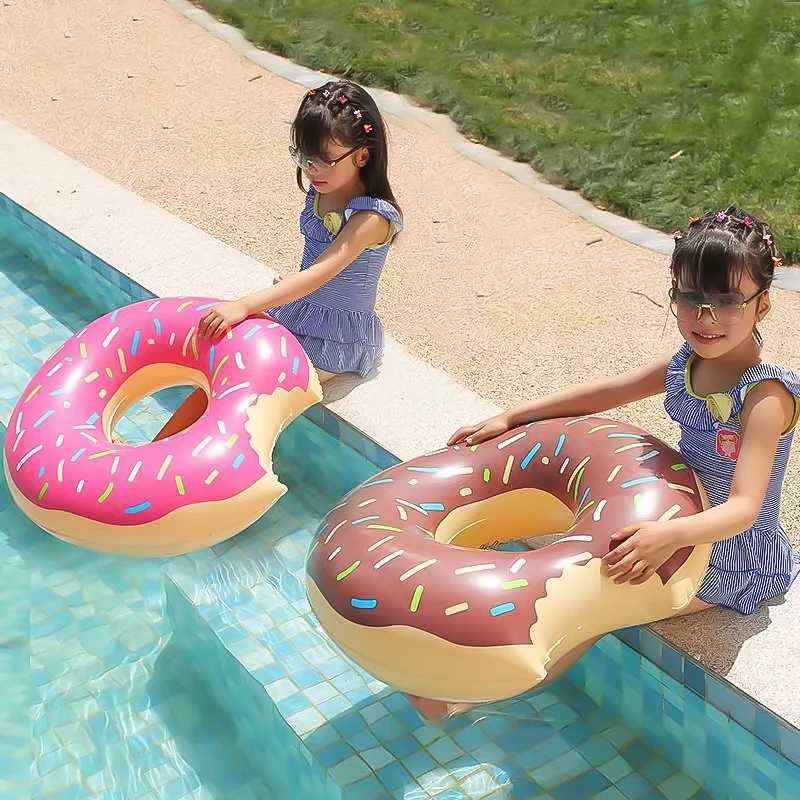 Inflatable Donut Swimming Ring Giant Pool Float Toy Swimming Pool Float Bathing Pool Toy Party Decoration Bar Coasters M260316