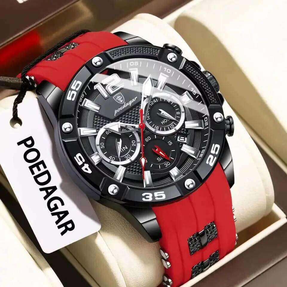 POEDAGAR Original Fashion Men's Watches Waterproof Luminous Chronograph Date Sports Man Wristwatch High Quality Quartz Men Watch - view 3