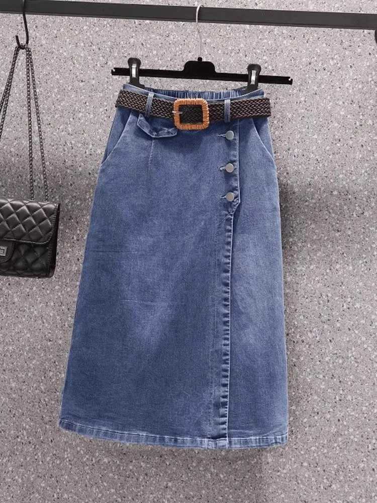 High Waist Loose Wide Leg Jeans Skirt Mid-Length A-Line Skirt for Women Summer New Sle Commute Pure Color f Body Skirt M260316